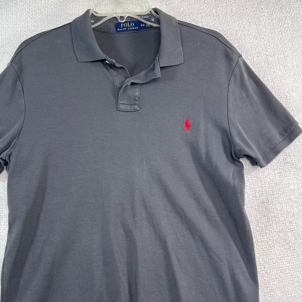 Polo Ralph Lauren Mens Gray Polo Shirt Medium Red Pony Classic Fit‎